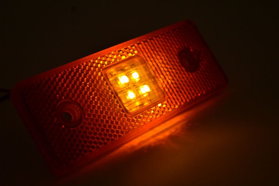 2 Adet 12V Turuncu Reflektör Dikdörtgen Ledli Side Marker Lamba