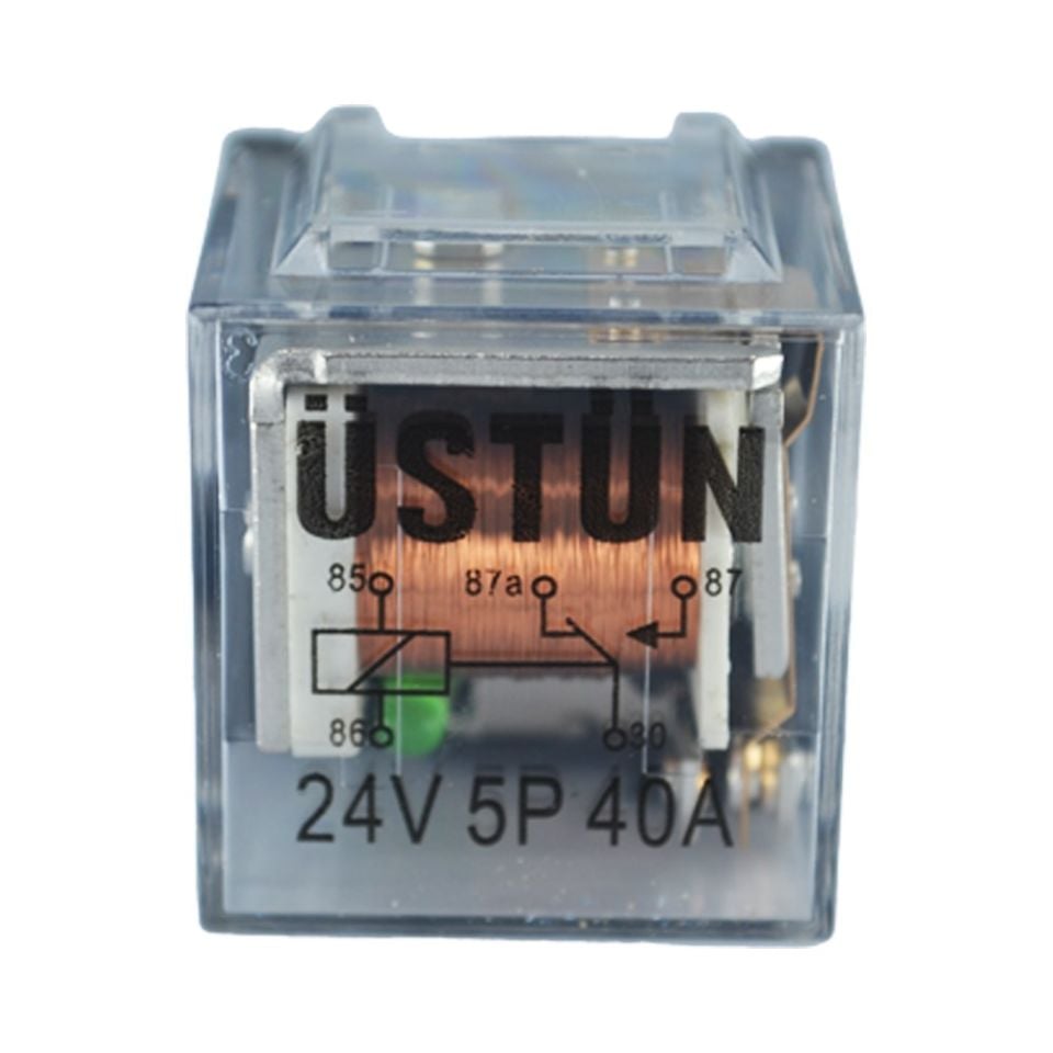 24V 40A Ledli Şeffaf Mini Röle 5 Fişli