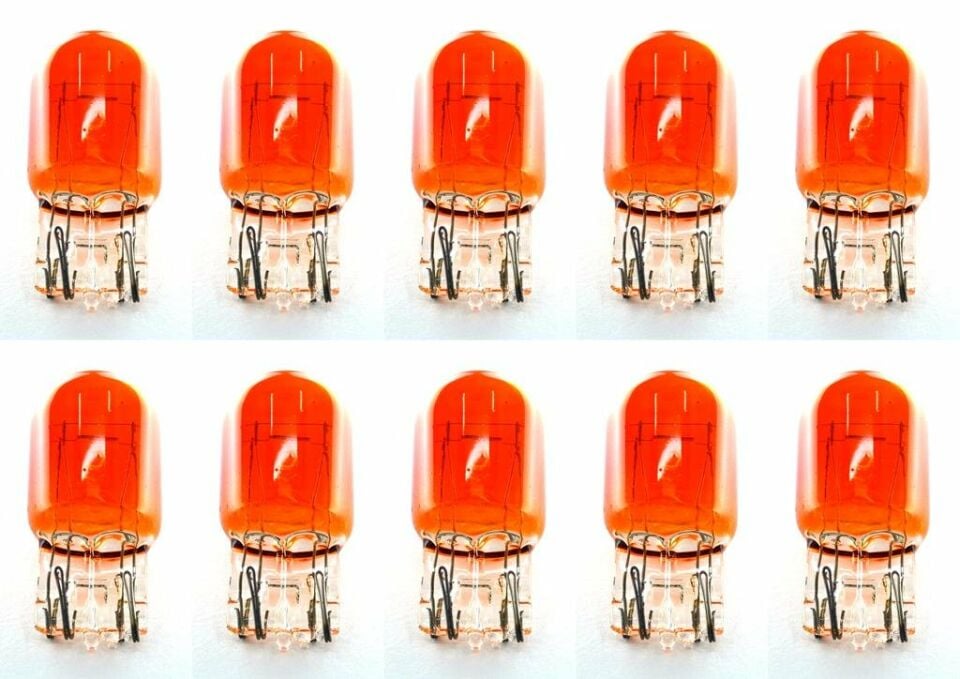 10 Adet Turuncu 12V 21/5W T20 Dipsiz Ampul Çift Duy