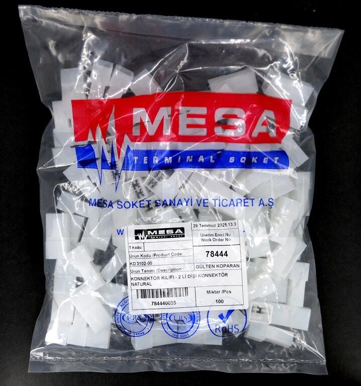 100 Adet 2 Terminal Dişi Konnektör Kılıf (6,3 Erkek Fiş İçin)