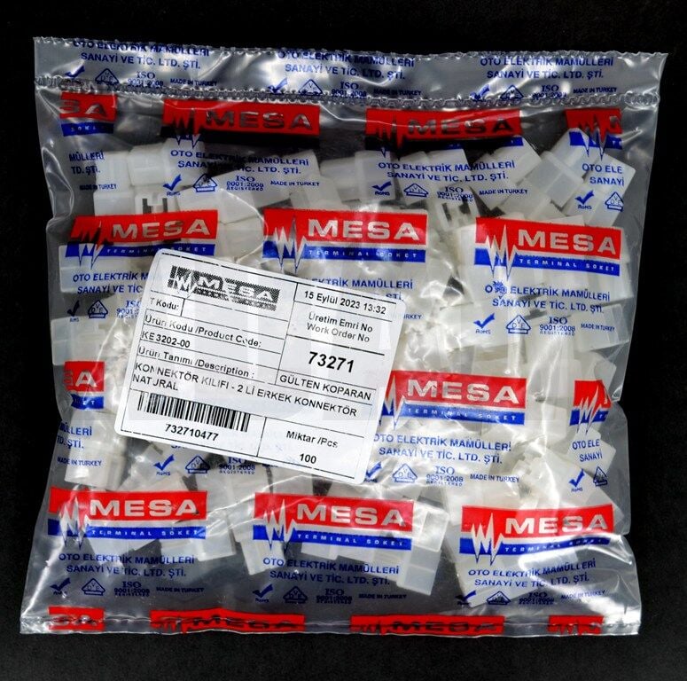 100 Adet 2 Terminal Erkek Konnektör Kılıf (6,3 Dişi Fiş İçin)