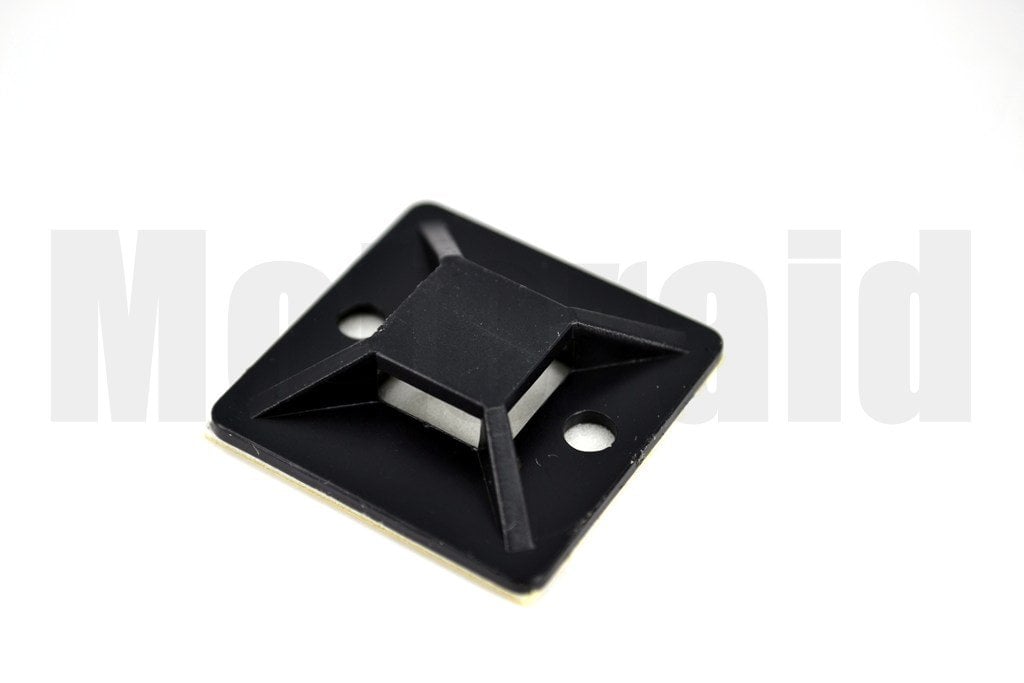 100 Adet Siyah 28x28 Yapışkanlı Kroşe Yandan Delikli (Kablo Bağı Genişliği 4,8mm'e Kadar)