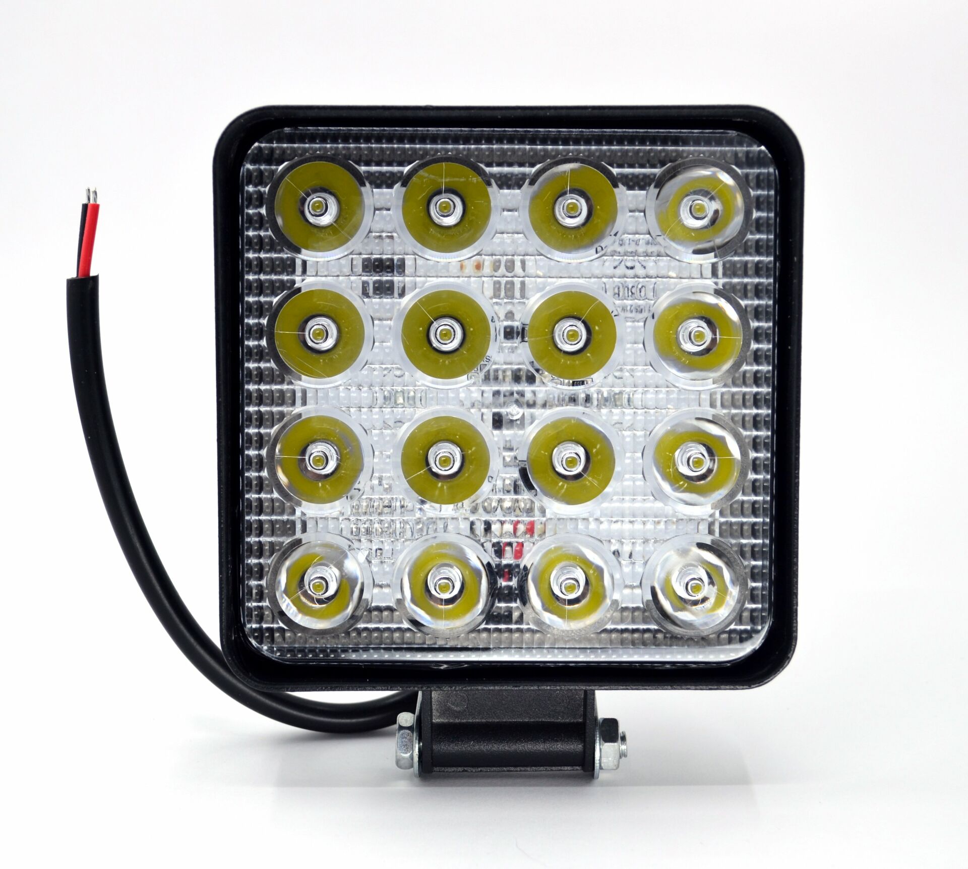 Beyaz Işık Çalışma Lambası 16 Led 12V - 24V 48W Kare Siyah Boyalı Aluminyum Suya Dayanıklı