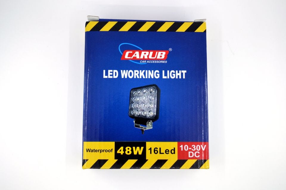 Beyaz Işık Çalışma Lambası 16 Led 12V - 24V 48W Kare Siyah Boyalı Aluminyum Suya Dayanıklı