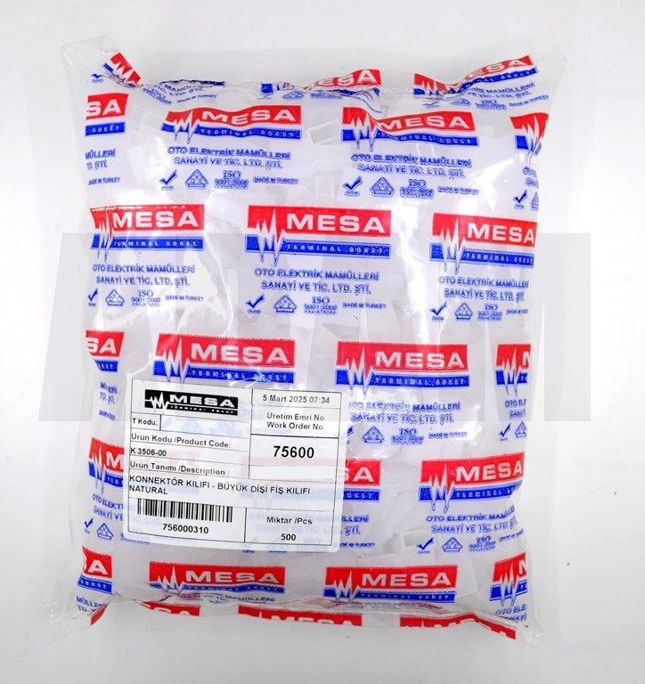 500 Adet 9,5 Dişi Fiş İçin İzolasyon Kılıfı