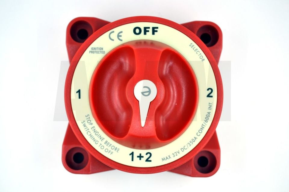Çift Akü Elektrik Devre Kesici Both Şalter Anahtar Kırmızı 12V-24V DC 350A MT-ADK350KB