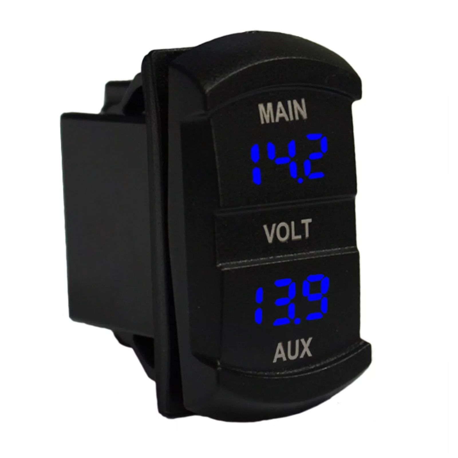 12V 24V DC Voltmetre Çift Gösterge Akü+Cihaz AUX Dikdörtgen Karavan Marine