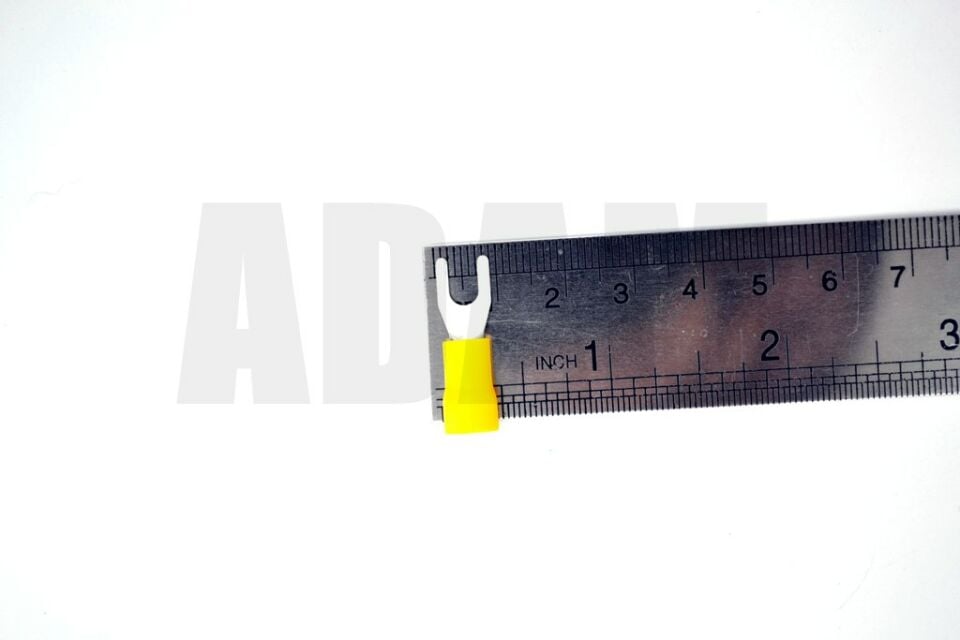 100 Adet 4,00-6,00 Bakır Kablo Pabucu Sarı M4 Çatal Sıkmalı Sulye MT-PC4006