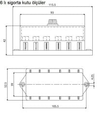 Standart Bıçak Sigorta Yuvası Kutusu 6 Sigortalık