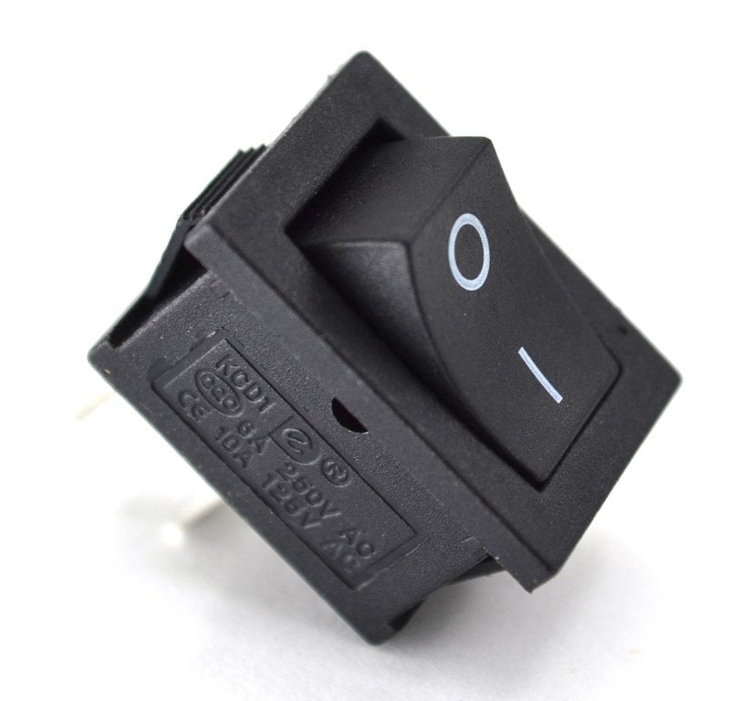 Dikdörtgen Siyah Elektrik Anahtarı 1-0 Işıksız Rocker 12V-220V