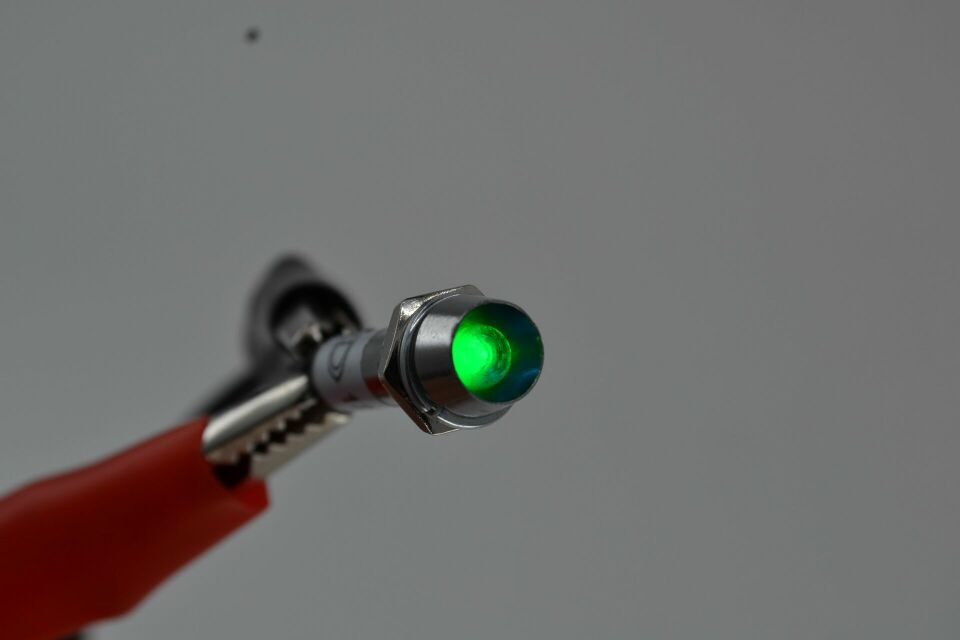 8mm 12V Mini Metal Göz Lamba Yeşil Led Sinyal Uyarı Işığı