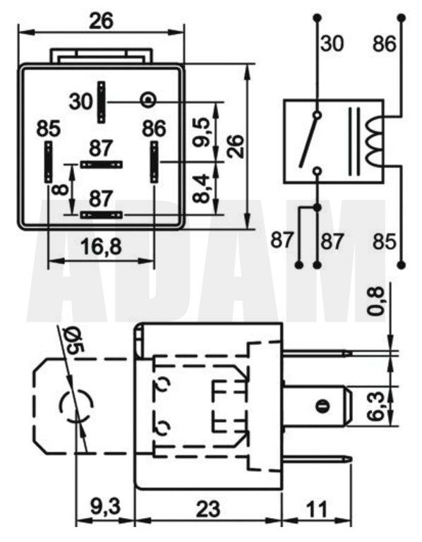 24V 30A Mini Röle 5 Fişli