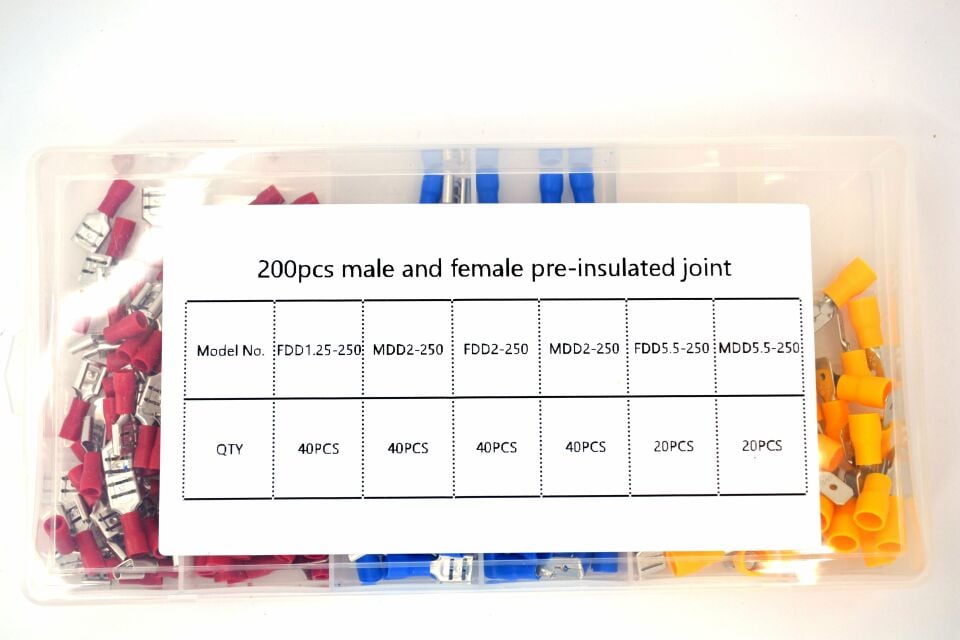 SKP Kablo Ucu Seti Karışık Kutulu 200Ad. 6,3 Erkek Dişi Fiş Takım MT-SET03