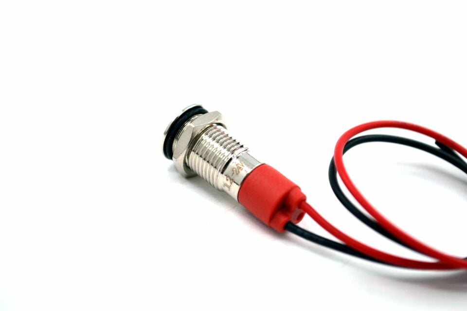 Kablolu 8mm Mini Metal Mavi Göz Lamba Led 12V 24V MT-G8KM