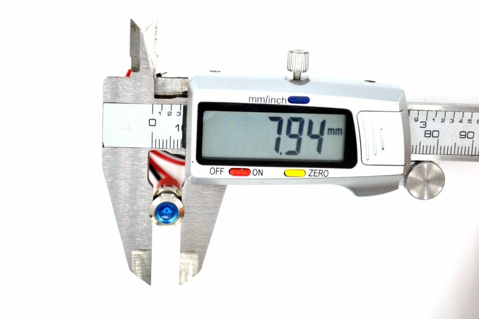 Kablolu 8mm Mini Metal Mavi Göz Lamba Led 12V 24V MT-G8KM