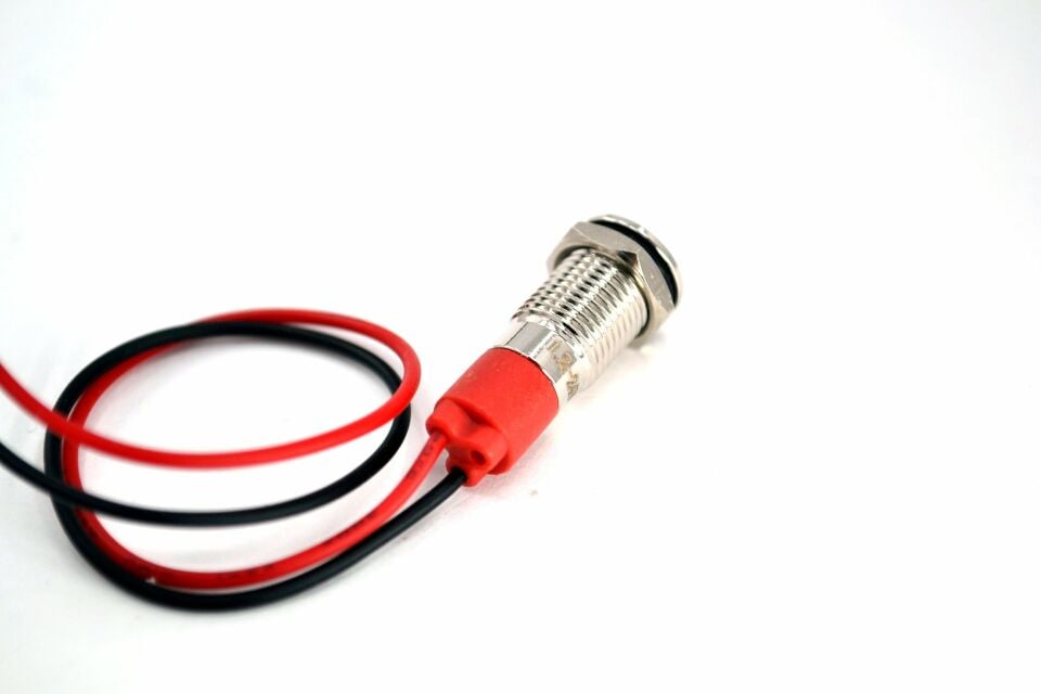 Kablolu 8mm Mini Metal Yeşil Göz Lamba Led 12V 24V MT-G8KY