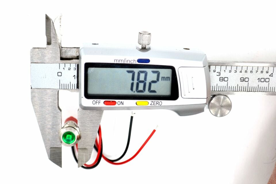 Kablolu 8mm Mini Metal Yeşil Göz Lamba Led 12V 24V MT-G8KY