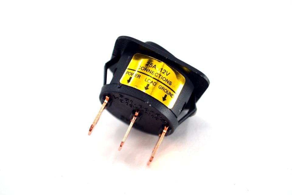 1-0 Elektrik Anahtarı Kırmızı Ledli 12V 25A DC Kare Çerçeveli Siyah Plastik MT-ANK29