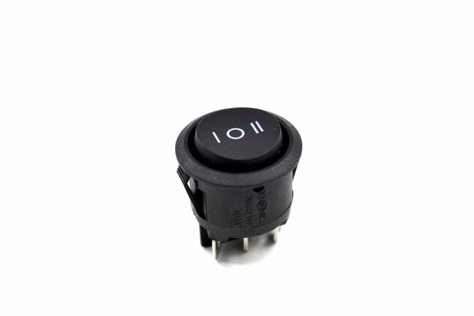 1-0-2 Elektrik Anahtarı 6 Pin Yuvarlak Gövde Siyah Plastik Rocker MT-ANK28