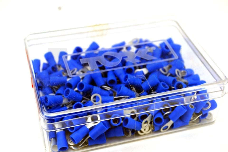 200 Adet 1,50-2,50 Bakır Kablo Pabucu Mavi M4 Delikli Sıkmalı Sulye TPY-402