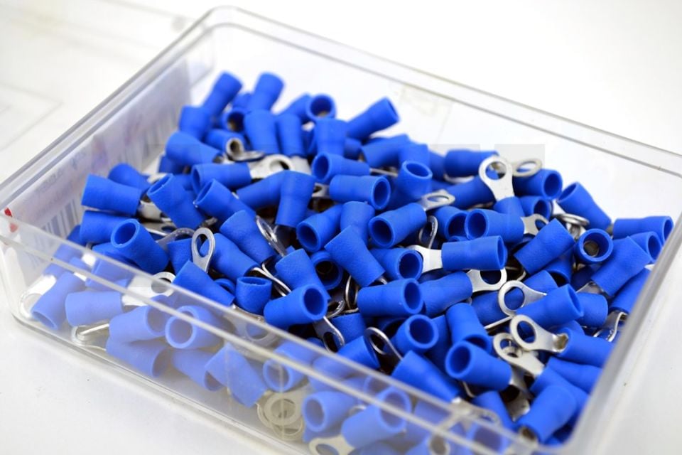 200 Adet 1,50-2,50 Bakır Kablo Pabucu Mavi M4 Delikli Sıkmalı Sulye TPY-402