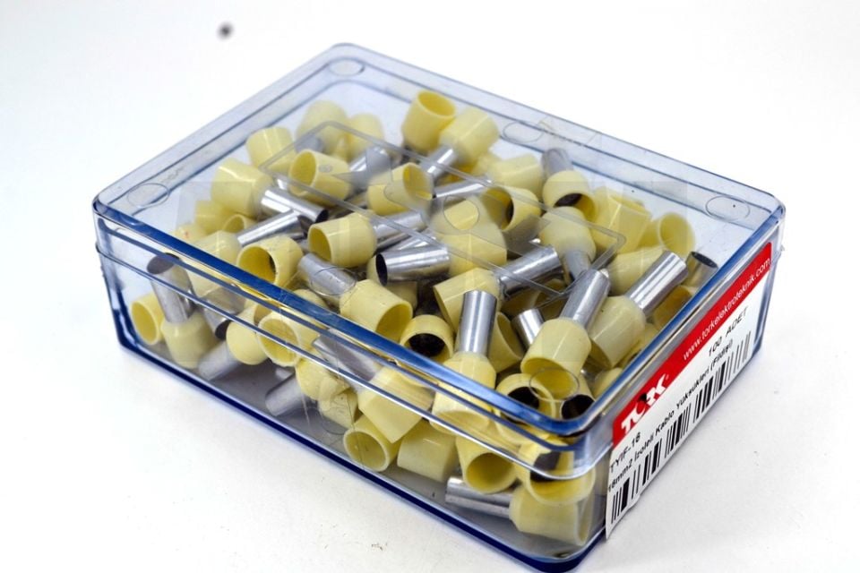 100 Adet 16mm² Kablo Yüksüğü Bakır Bej Yüksük TYIF-16
