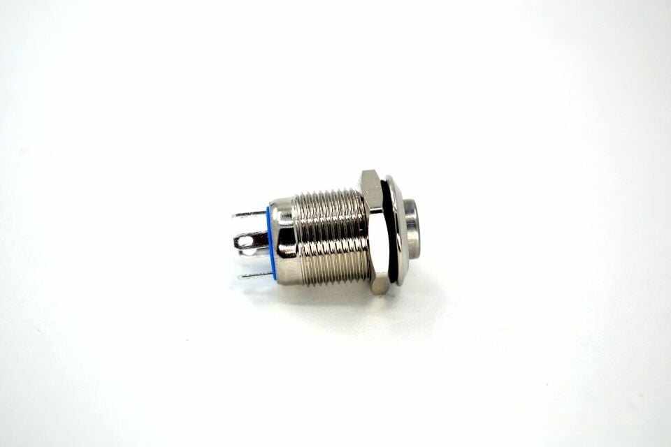 12mm Yaylı Buton Anahtar 12V 24V Mavi Işıklı Yuvarlak Metal MT-ANY14
