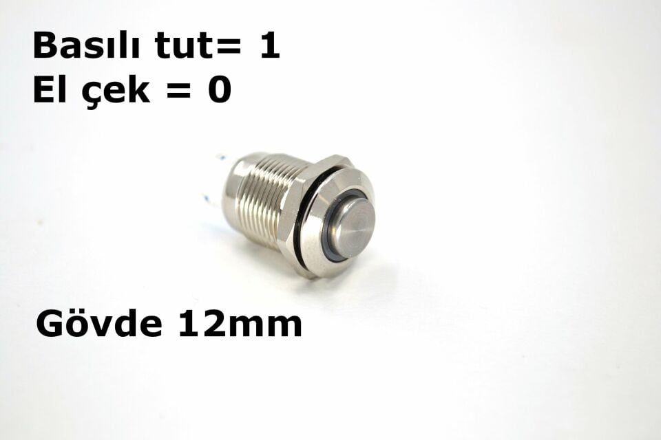 12mm Yaylı Buton Anahtar 12V 24V Mavi Işıklı Yuvarlak Metal MT-ANY14
