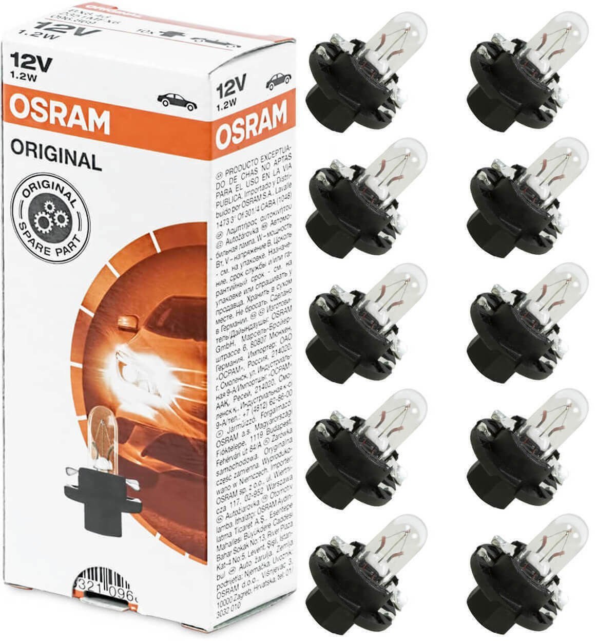 12V 1,2W Siyah Soketli Gösterge Kadran Ampulü 10 Adet 2351 Mfx