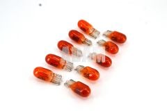 12V 5W Dipsiz T10 Ampul Turuncu Boyalı Amber Cam 10 Adet