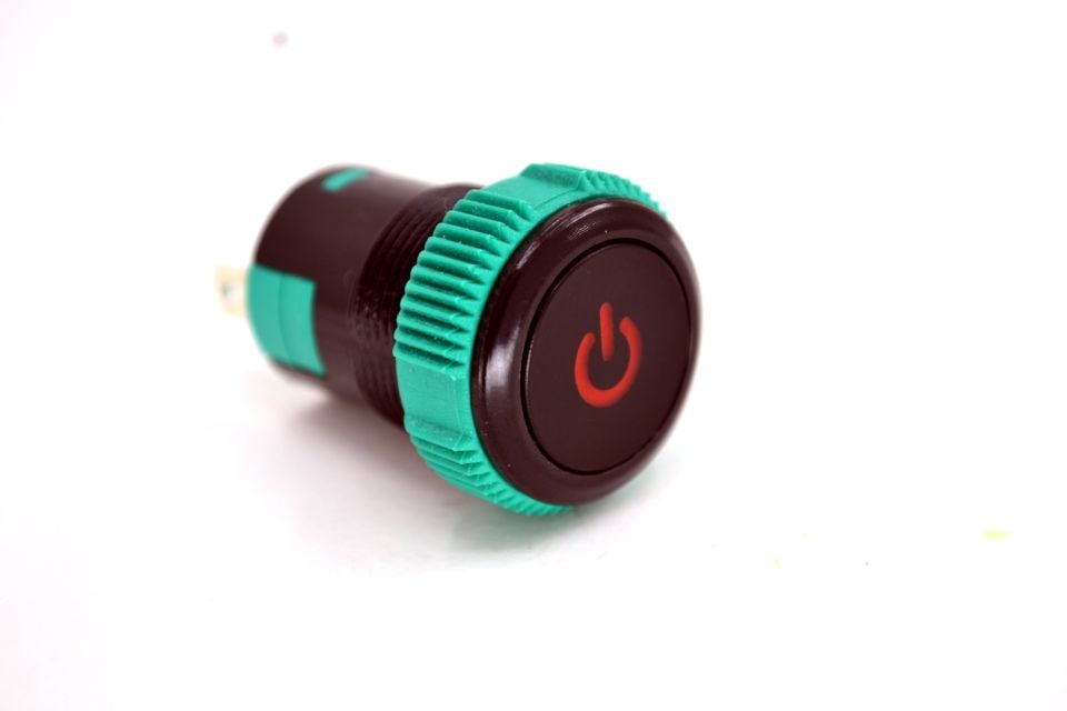 Kalıcılı 19mm 12V 20A Power Logolu Kırmızı Işıklı 1-0 Elektrik Anahtarı MT-ANK10