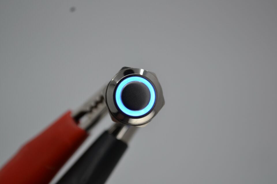 12mm Kalıcı Anahtar 12V 24V Mavi Işıklı Yuvarlak Metal MT-ANK13