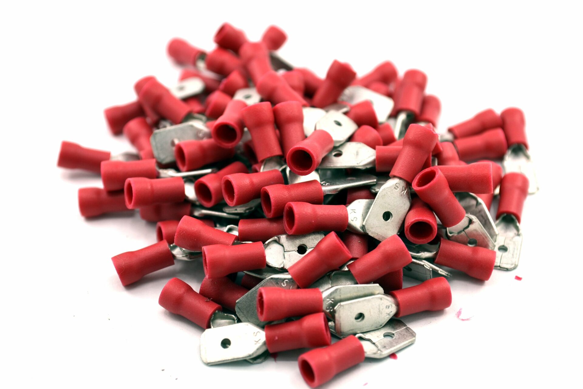 200 Adet 0,50-1,50mm Kablo Ucu 6,3 Erkek Kırmızı Izolasyonlu Sıkmalı TPFE-1638