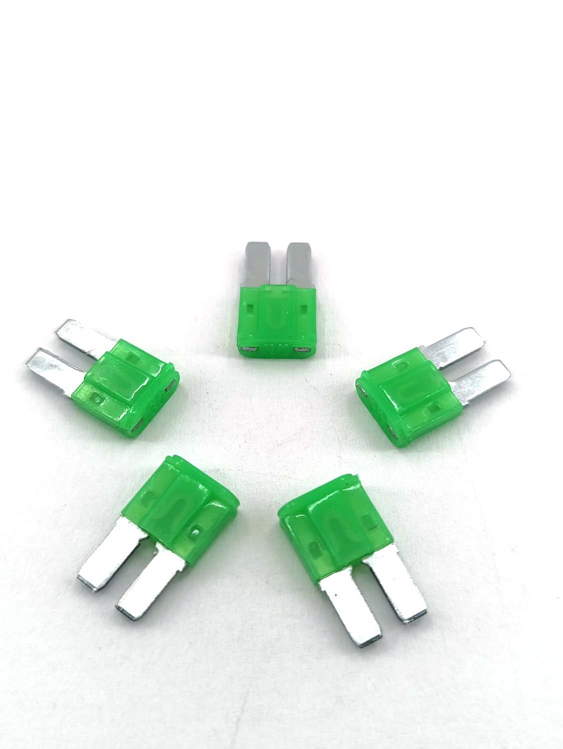 5 Adet 30A Mikro 2 Ayaklı Yeşil Bıçak Sigorta 30 Amper Micro