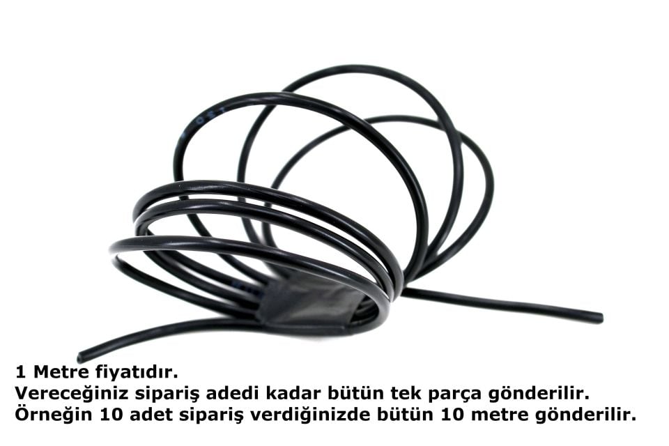 1 Metre 1,5mm² Siyah Bakır Kablo Kalaylı Nyaf Marine