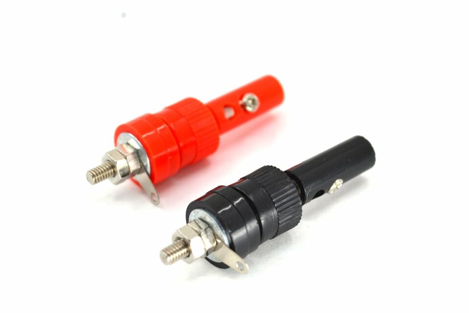 1 Takım Erkek Dişi Kırmızı Siyah Banana Jak Born Klemens 4mm Jack