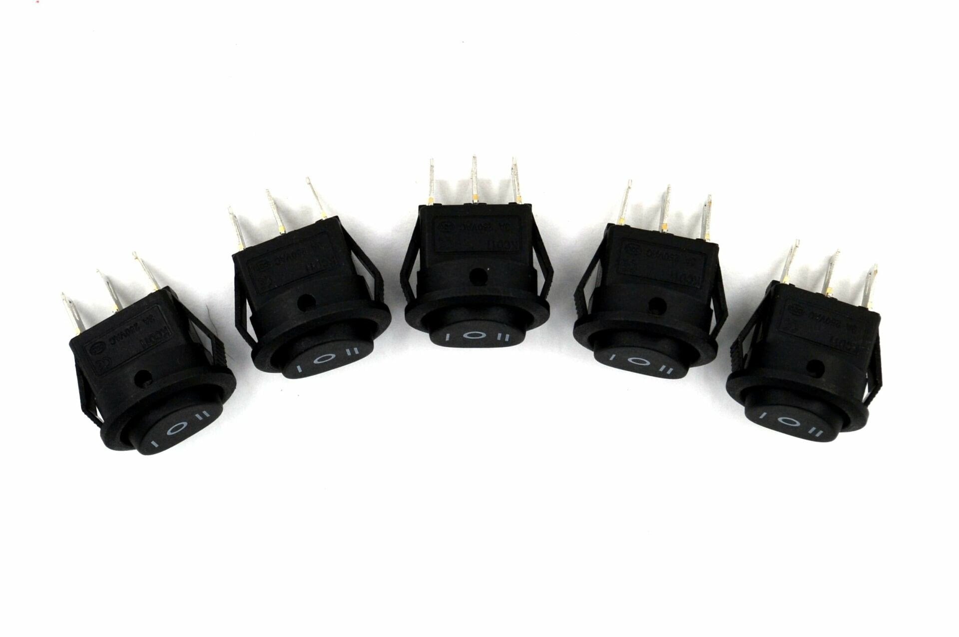 Mini 15mm Yuvarlak Siyah Elektrik Anahtarı 1-0-2 Işıksız Rocker