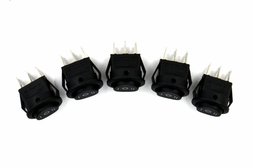 Mini 15mm Yuvarlak Siyah Elektrik Anahtarı 1-0-2 Işıksız Rocker