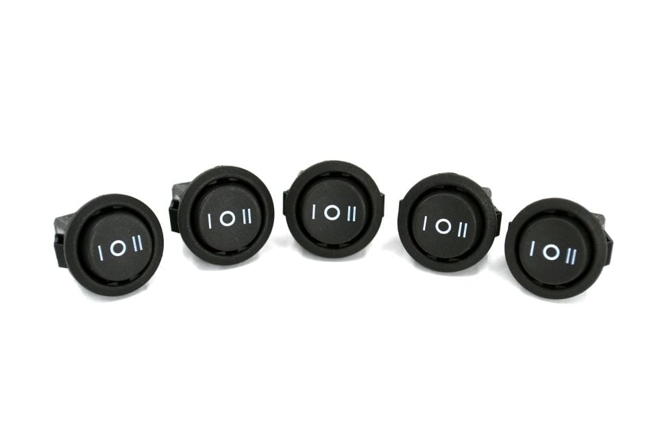 Mini Yuvarlak Siyah Elektrik Anahtarı 1-0-2 Işıksız Rocker