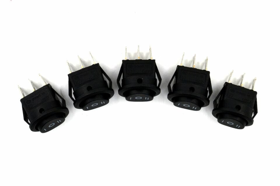 Mini Yuvarlak Siyah Elektrik Anahtarı 1-0-2 Işıksız Rocker