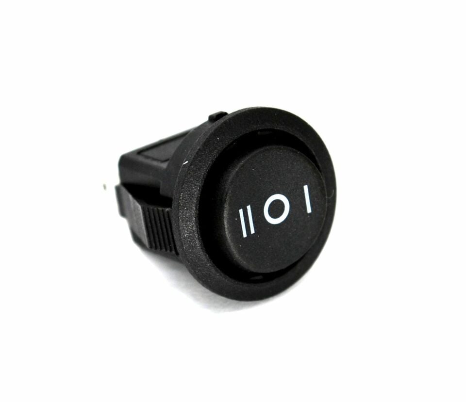 Mini Yuvarlak Siyah Elektrik Anahtarı 1-0-2 Işıksız Rocker