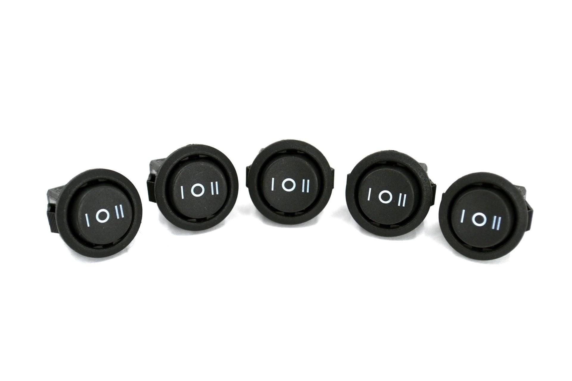 Mini 15mm Yuvarlak Siyah Elektrik Anahtarı 1-0-2 Işıksız Rocker