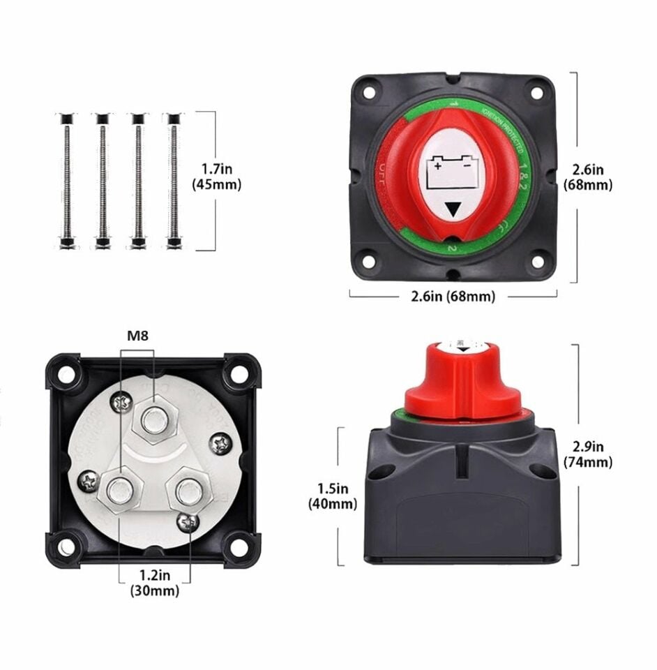 Devre Kesici Both Şalter Çift Akü Bağlantılı 12V 24V 48V 200A