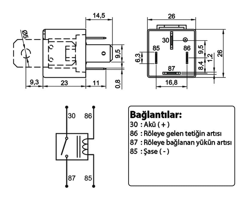 Yüksek Amperli Röle 12V 70A Mini Güç Rölesi 4 Fişli 720170102