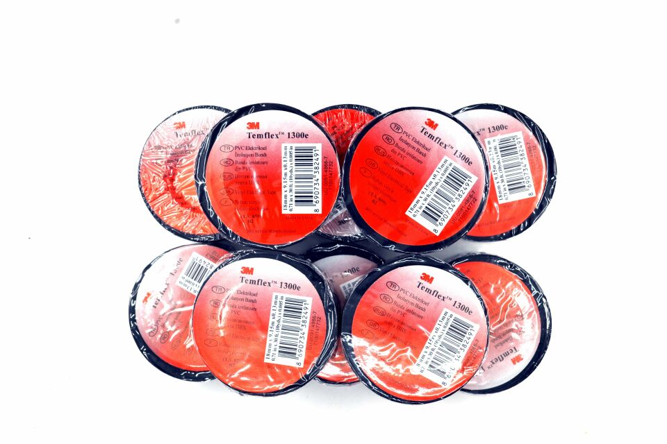 10 Adet 3M Temflex Pvc Siyah İzole Bant Elektrik Bandı
