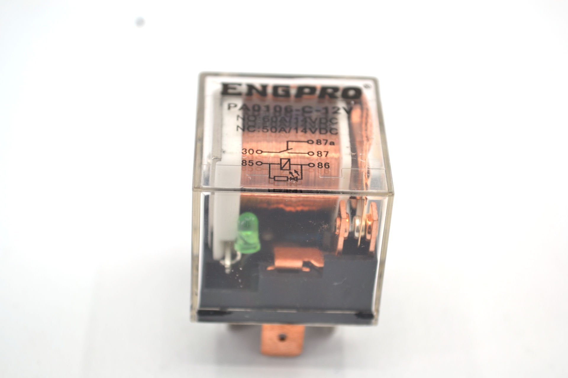 Şeffaf Mini Röle 5 Fişli Şeffaf Yeşil Ledli 60A 12V