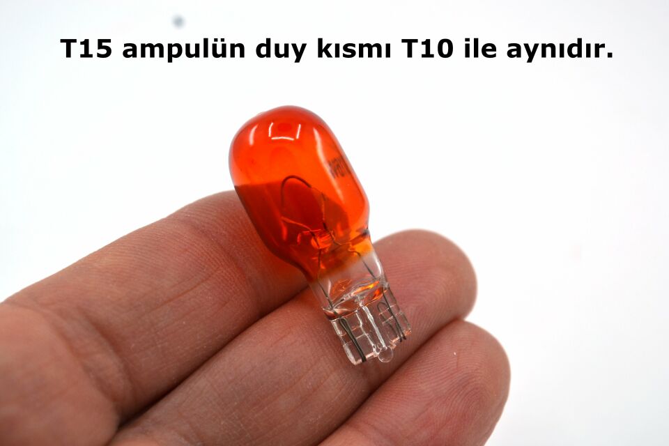 10 Adet Turuncu 12V 16W T15 Dipsiz Ampul Ön Park Ampulü