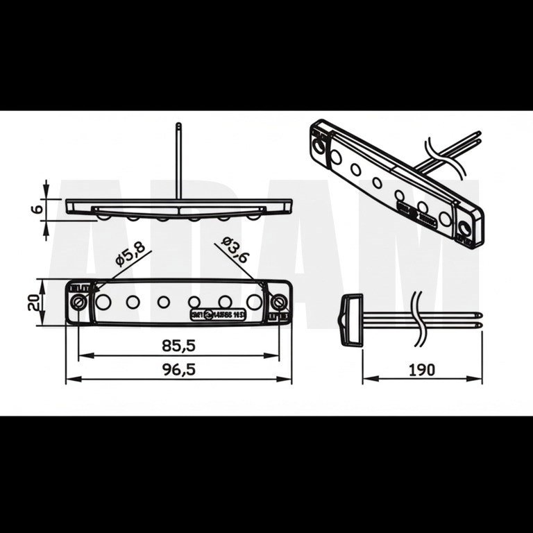 12V 24V 6 Led Sarı Parmak Lamba Su Geçirmez İnce Dizayn Side Marker E-Mark Belgeli