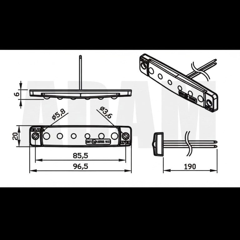 12V 24V 6 Led Kırmızı Parmak Lamba Su Geçirmez İnce Dizayn Side Marker E-Mark Belgeli