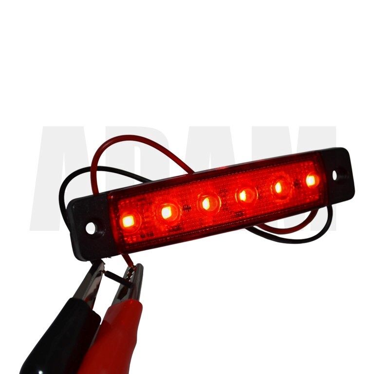 12V 24V 6 Led Kırmızı Parmak Lamba Su Geçirmez İnce Dizayn Side Marker E-Mark Belgeli